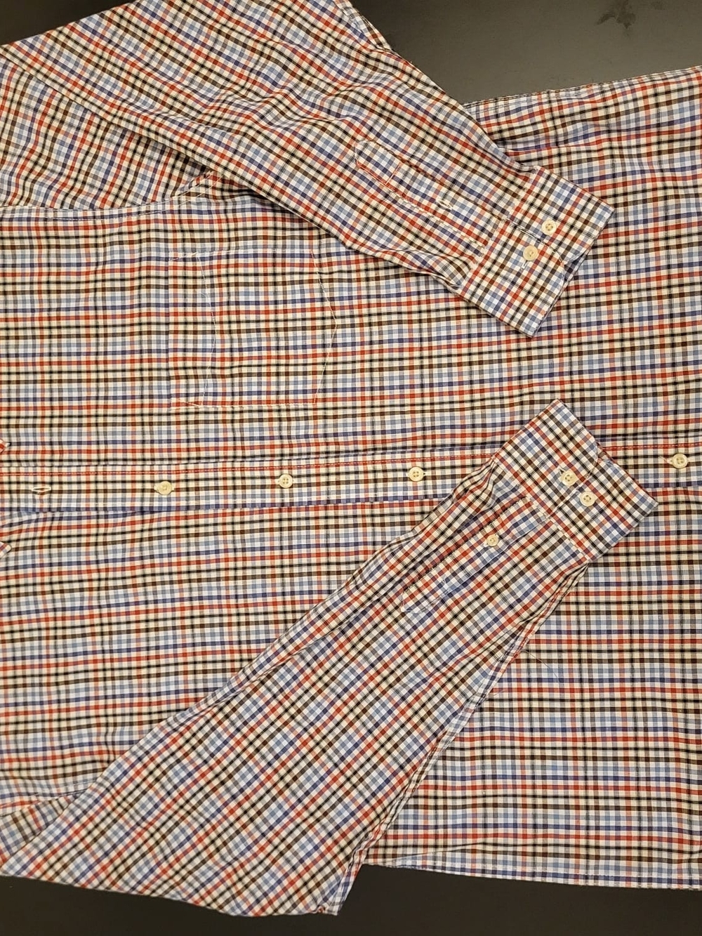 Haggar Men's Red, Blue & White Micro-Check Dress Shirt
